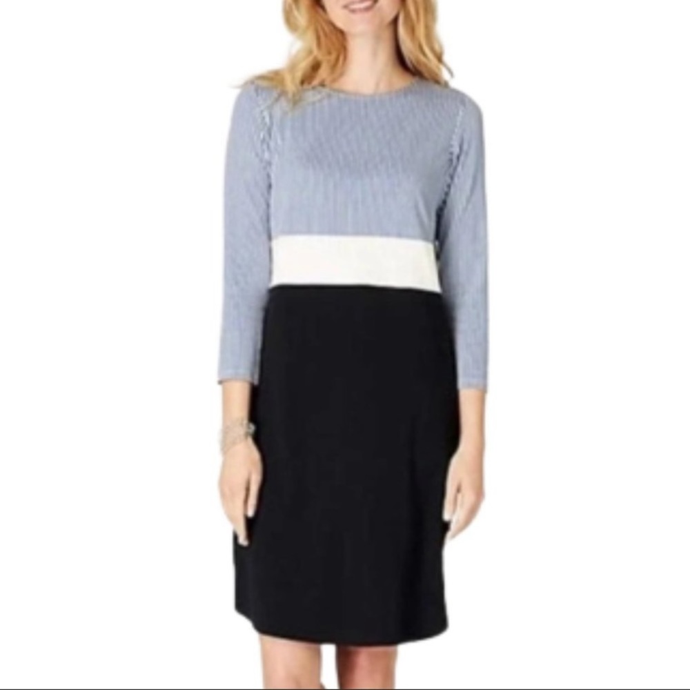 J. Jill color block dress size medium black bottom blue stripped top